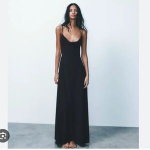 Zara Women's Elegant Black Maxi Dress